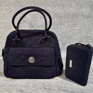 Navy Quilted Vera Bradly Purse &  Zipper Wallet